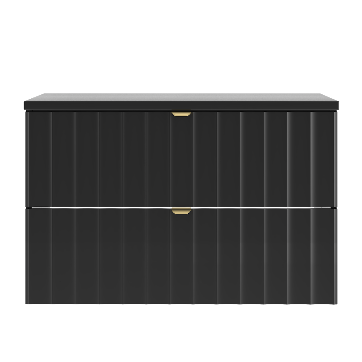WASCHBECKENUNTERSCHRANK Azore 2 Schubladen Schwarz Matt - 80 x 46 x 52 cm - Schwarz, Holz (80/46/50cm) - Badplaats