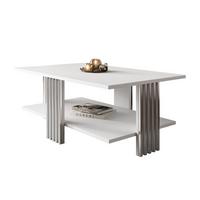 COUCHTISCH SAPHIRA SILVER mit Ablageboden, Weiß matt - Weiß, Holzwerkstoff (60/100/40cm) - Lookway