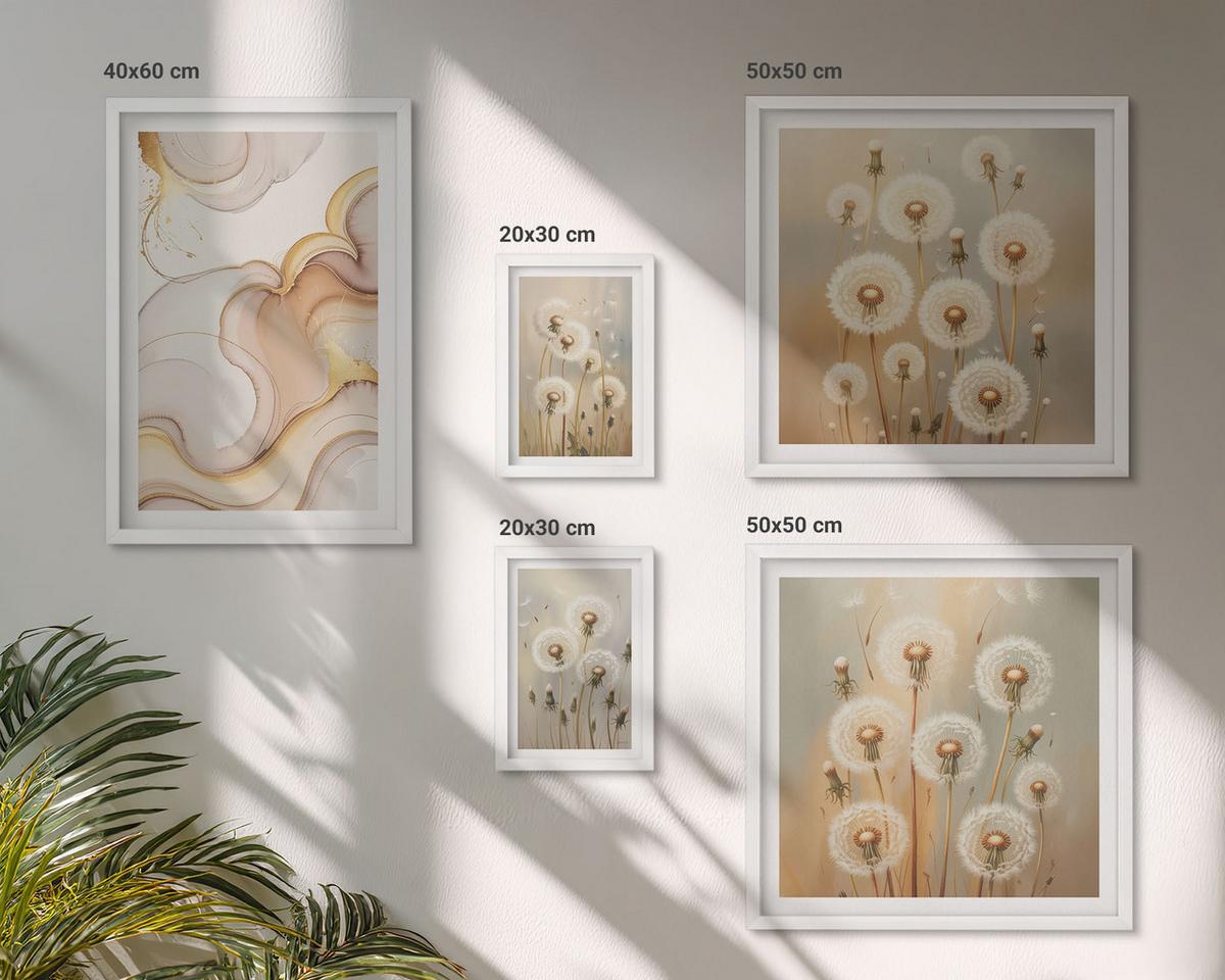 BILDER SET 5er Set - 50x50 cm & 20x30 cm & 40x60 cm Weißer Rahmen - Zitronenblüten am Meer - Weiß, Kunststoff (40/60cm) - TULUP