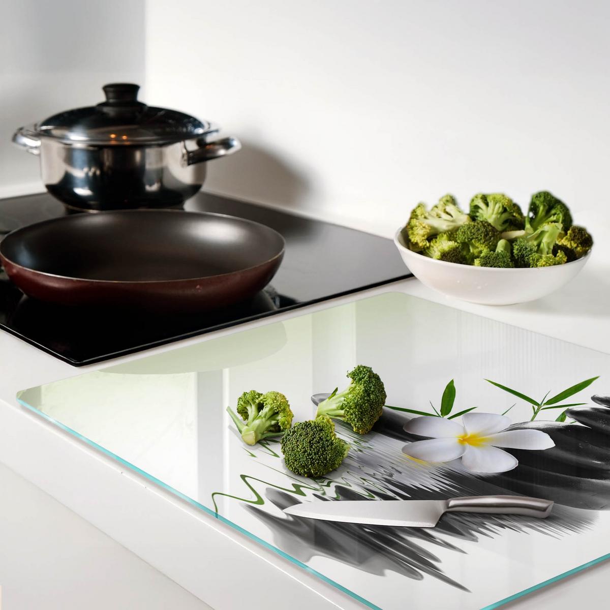 GLASPLATTE 60x52 cm Zen-Steine - Weiß, Glas (60/0.4/52cm) - TULUP