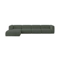 ECKSOFA Ottomane Links MIRA-L3 409x179x70 Grün Velours - Schwarz/Grün, Holzwerkstoff/Kunststoff (409/179cm) - ALTDECOR