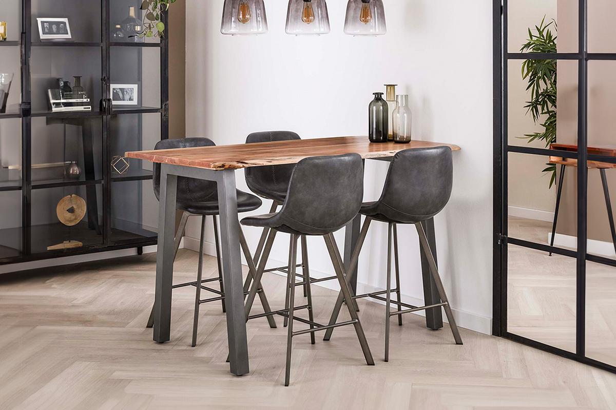 BARTISCH ERGEA Holz Akazie - Zwetschgeholzfarben/Schwarz, Holz/Metall (80/147/92cm) - KAWOLA