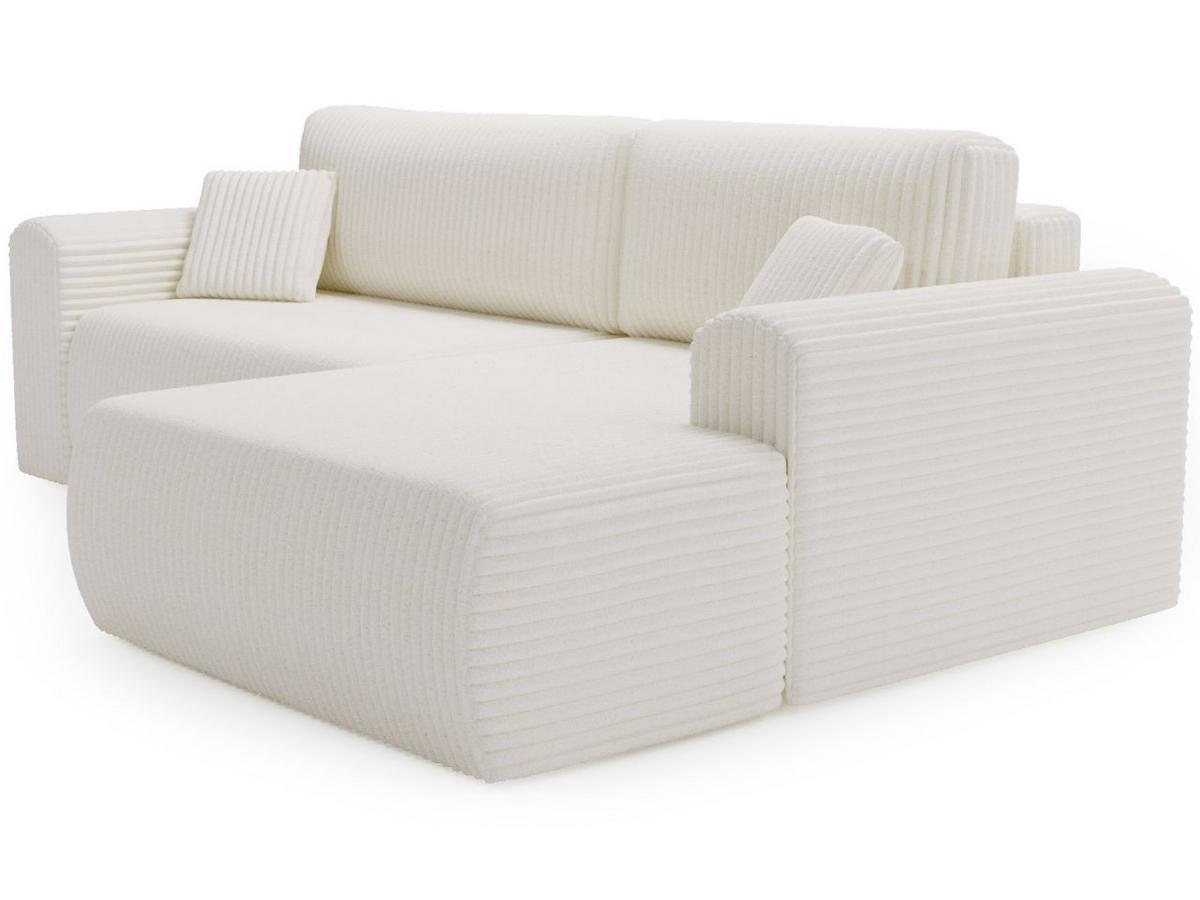 ECKSOFA Belvio Creme Rechts - Creme/Schwarz, Holz/Textil (257/177cm) - Graingold