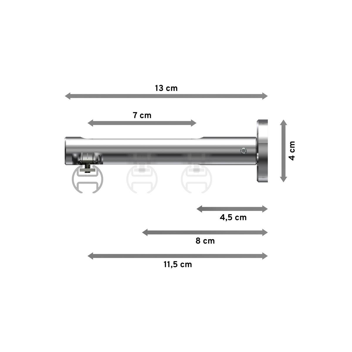 GARDINENSTANGE INNENLAUF Siteno Mavell 600 cm (geteilt in 3 x 200 cm), 1-läufig, 20 mm Ø Chrom - Chromfarben/Weiß, Metall (600cm) - INTERDECO