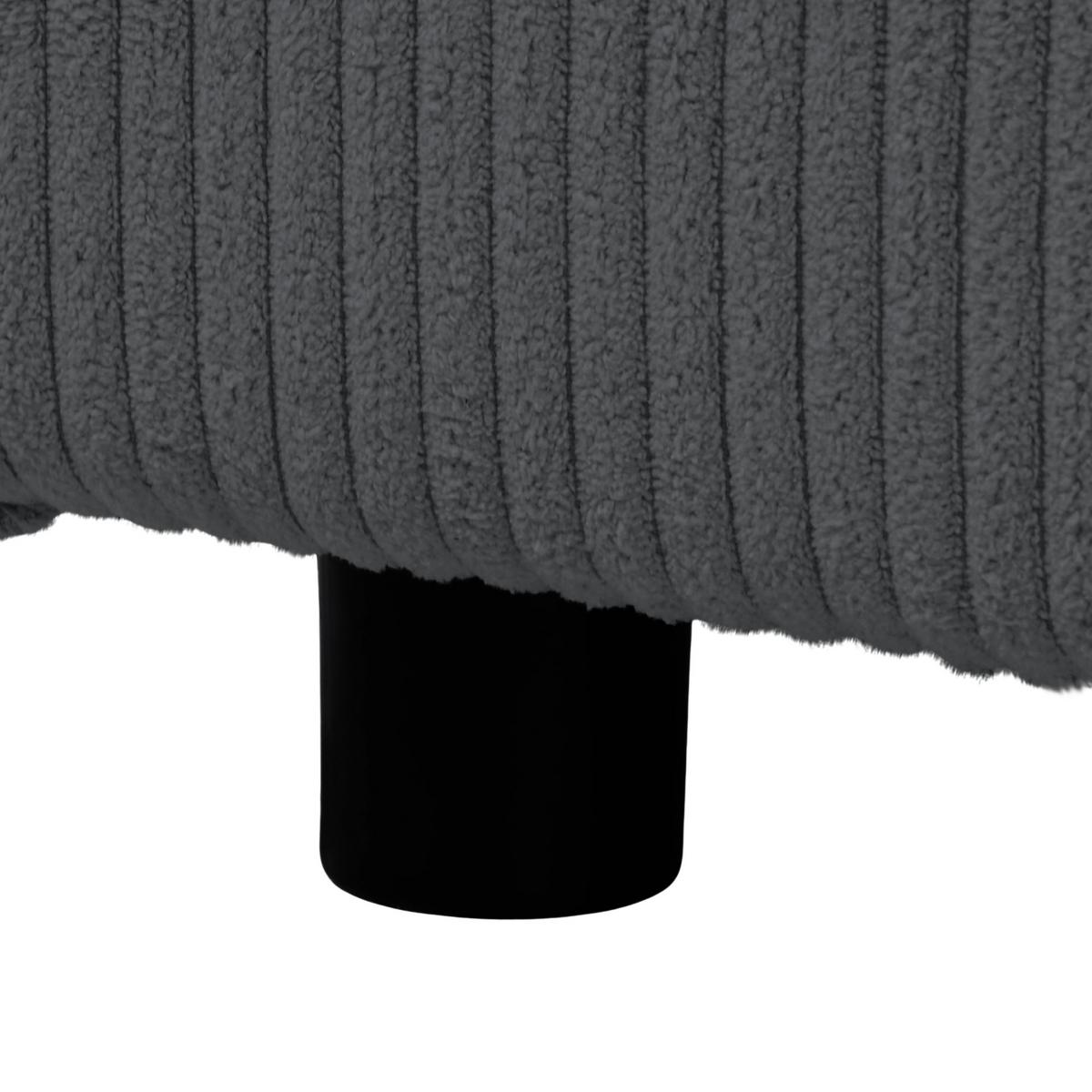 ECKSCHLAFSOFA Neapol mit Bettkasten, 255 cm, Cord-Stoff, Dunkelgrau - Dunkelgrau/Schwarz, Textil (256/148cm) - Beautysofa