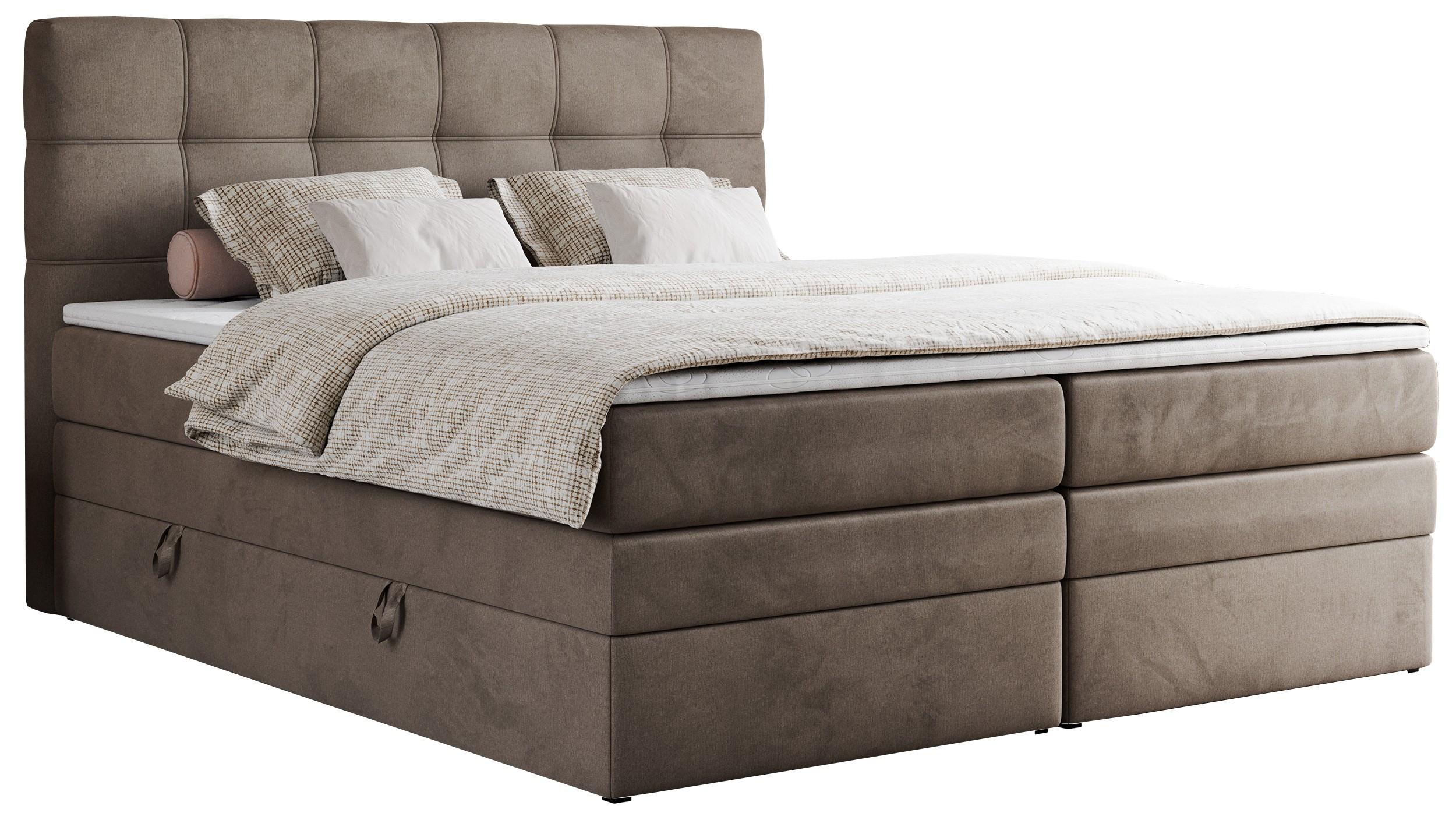BOXSPRINGBETT ERNI KING 140/200 Braun Velvet - H3 - Braun, Holz/Textil (140/200cm) - MKS