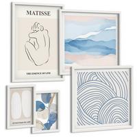 BILDER SET 5er Set - 50x50 cm & 20x30 cm & 40x60 cm Weißer Rahmen - Matisses abstrakte Formen - Weiß, Kunststoff (40/60cm) - TULUP