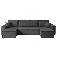 WOHNLANDSCHAFT Gepolstertes CARLO U Cord mit Schlaffunktion und Bettkasten, Poso 60 - Grau, Textil (315/83/143cm) - Lookway