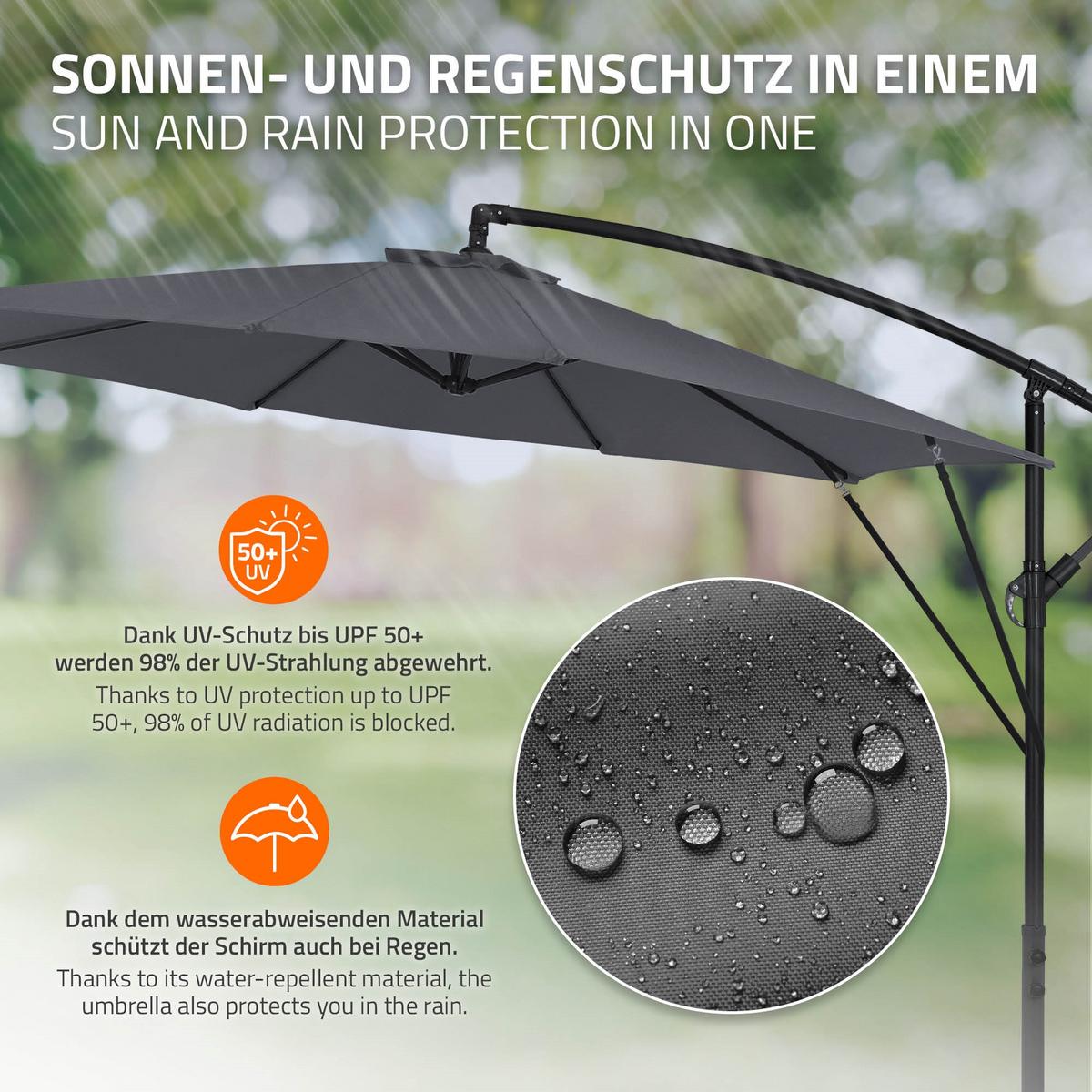 AMPELSCHIRM Ø 300 cm in Anthrazit aus Aluminium - Anthrazit, Metall (300/300cm) - ML-DESIGN