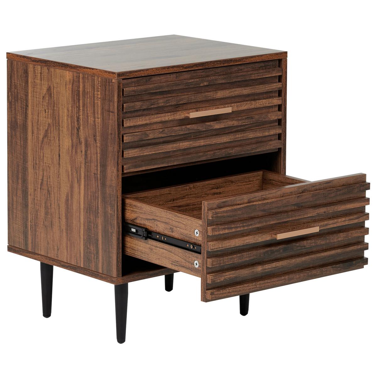 NACHTTISCH mit 2 Schubladen Dunkelbraun Keith - Braun, Holzwerkstoff (40/48/60cm) - Beliani