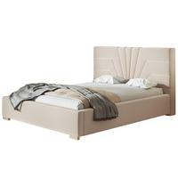 POLSTERBETT Athene mit Kopfteil, 140x200 cm, Doppelbett mit Bettkasten und Lattenrost aus Holz, Velourstoff Beige - Beige, Holz/Textil (140/200cm) - Alpi-Möbel