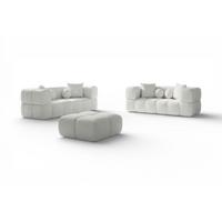 SOFASET Vega 3-2 Inkl. Hocker - Weiß, Holzwerkstoff/Textil (250/77/103cm) - Fun Möbel