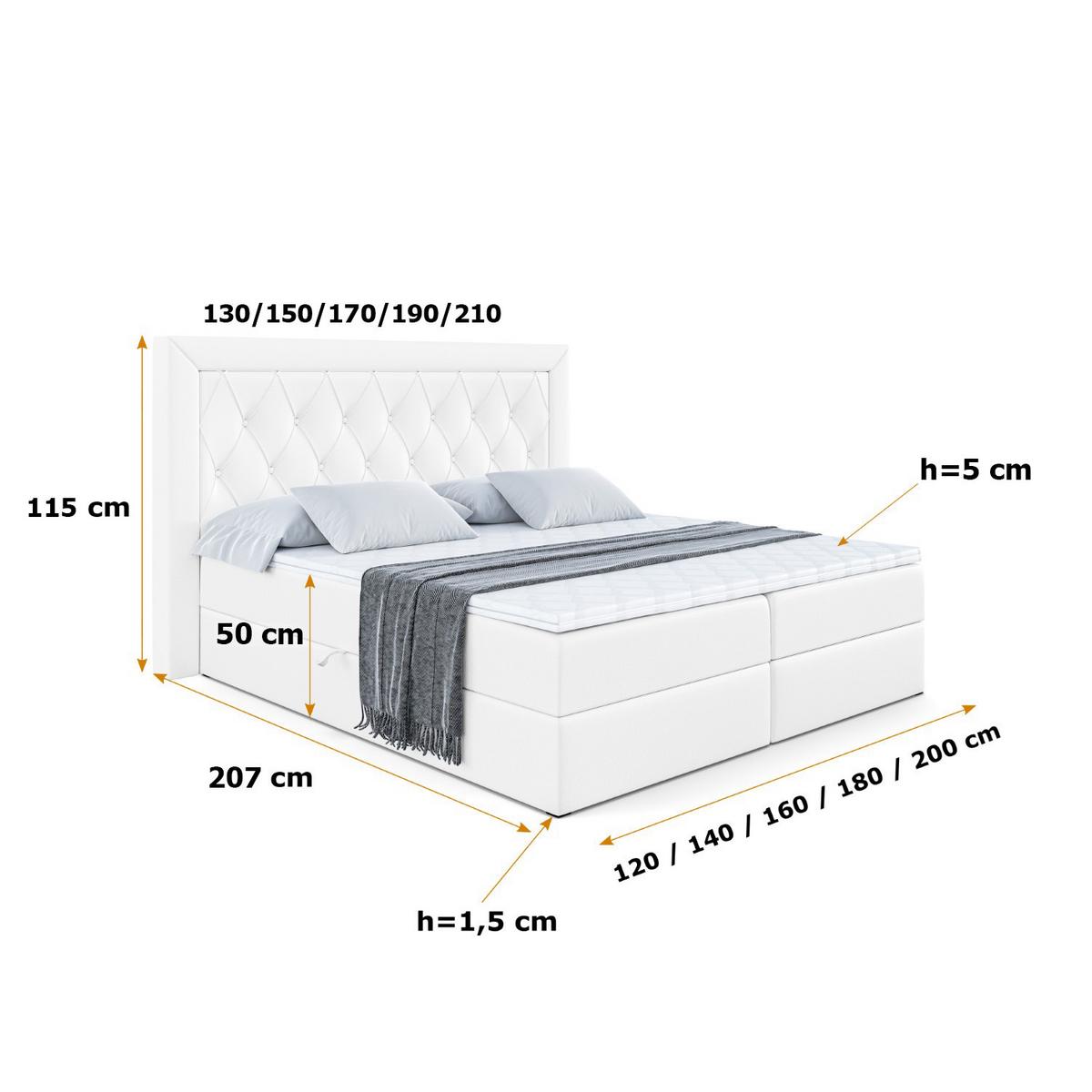 BOXBETT mit H4-Matratze und Lattenrost - NOEL - 140x200 Weiß Hochglanz - Weiß Hochglanz, Holzwerkstoff (140/200cm) - ALTDECOR