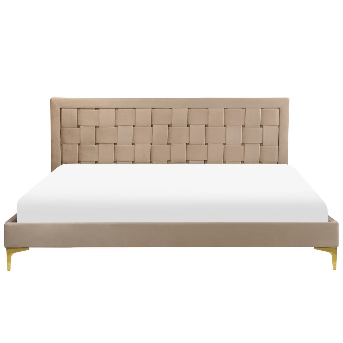DOPPELBETT 180/200cm Taupe Limoux - Taupe, Textil (180/200cm) - Beliani