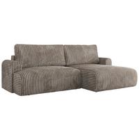 ECKSCHLAFSOFA TONO L Hellbraun Cord - rechts - Hellbraun/Schwarz, Kunststoff/Textil (150/260cm) - MKS