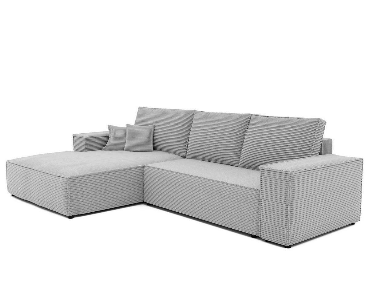 ECKSOFA NOVA Links mit Schlaffunktion und Bettkasten Hellgrau - Hellgrau, Kunststoff/Textil (294/185cm) - Idohome