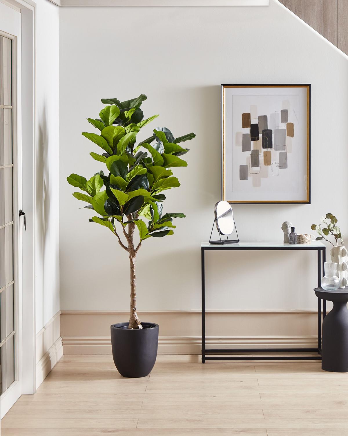 KUNSTPFLANZE im Blumentopf 162 cm Grün/Schwarz Fig Tree - Schwarz/Grün, Kunststoff (162cm) - Beliani