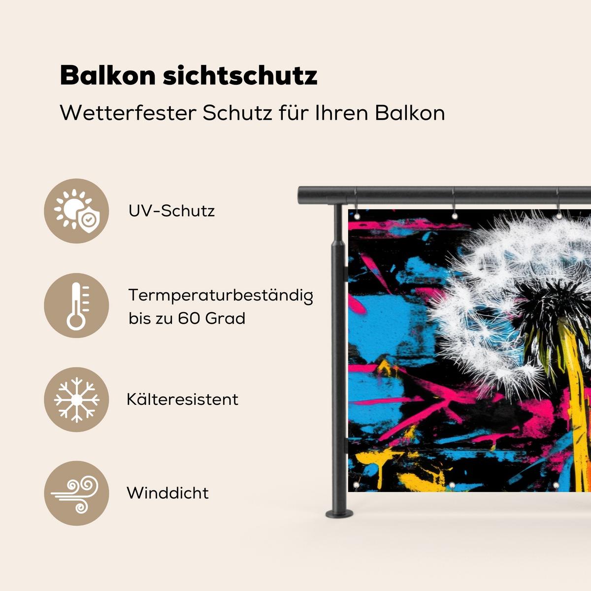 BALKON-SICHTSCHUTZ Straßenkunst - Bunt - Wand Witterungsbeständig 200x90 cm - Schwarz, Kunststoff (200/90cm) - MuchoWow