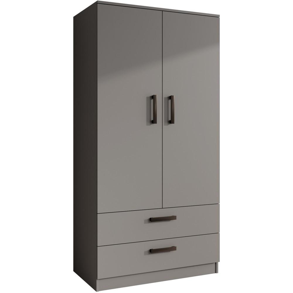 DREHTÜRENSCHRANK Trend, mit Schubladen, Graphit - Schwarz/Graphitfarben, Holzwerkstoff (90/180/50cm) - Beautysofa