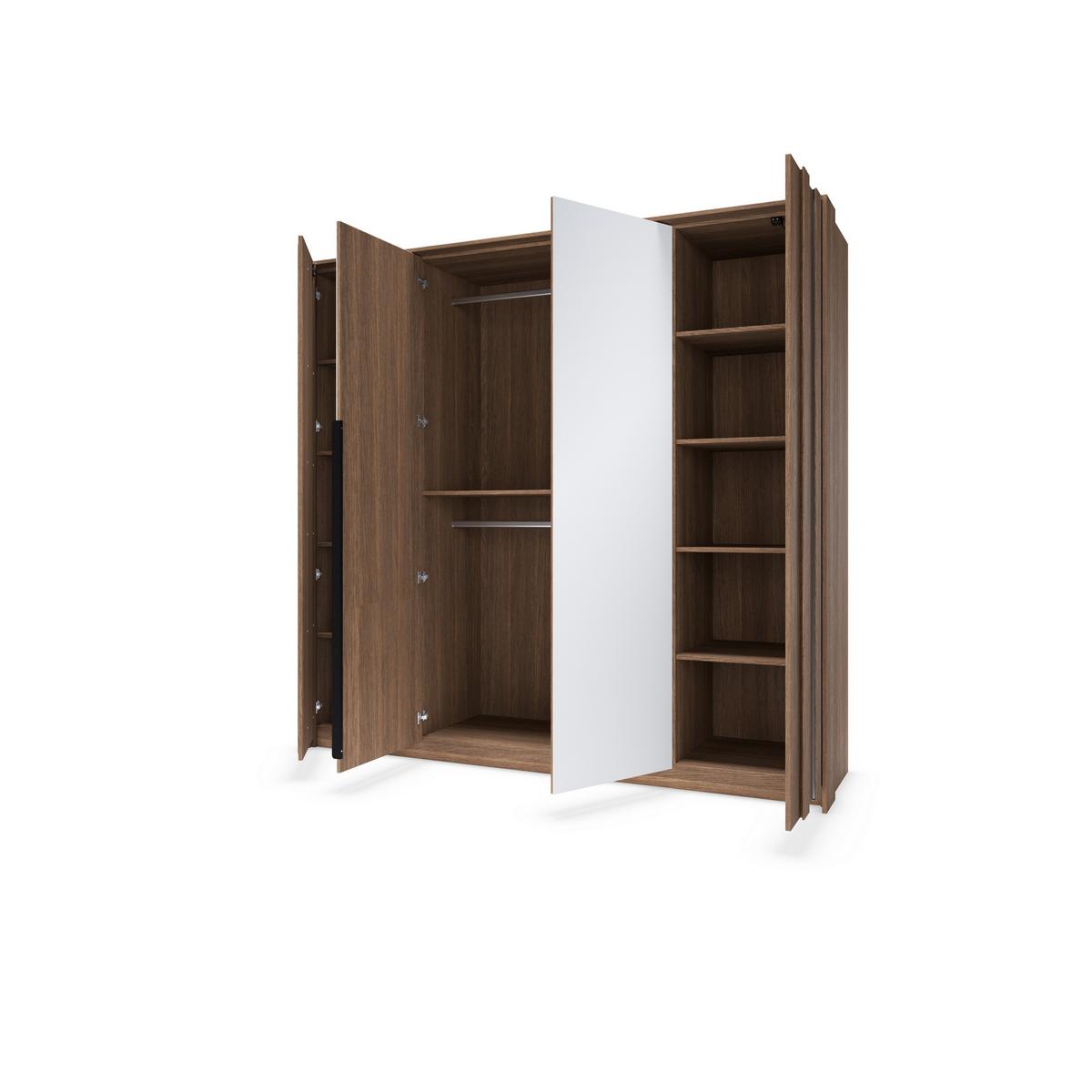 DREHTÜRENSCHRANK DAVANTI 223,2/210/59,6 cm 4-türig mit Spiegel Eichefarben - Eichefarben, Holzwerkstoff (223.2/210/59.6cm) - MASSENO