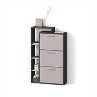 SCHUHKIPPER Ortello Anthrazit/Greige 80 x 128.3 cm mit 3 Fächern - Greige/Anthrazit, Holzwerkstoff (80/128.3/24.2cm) - Livinity®