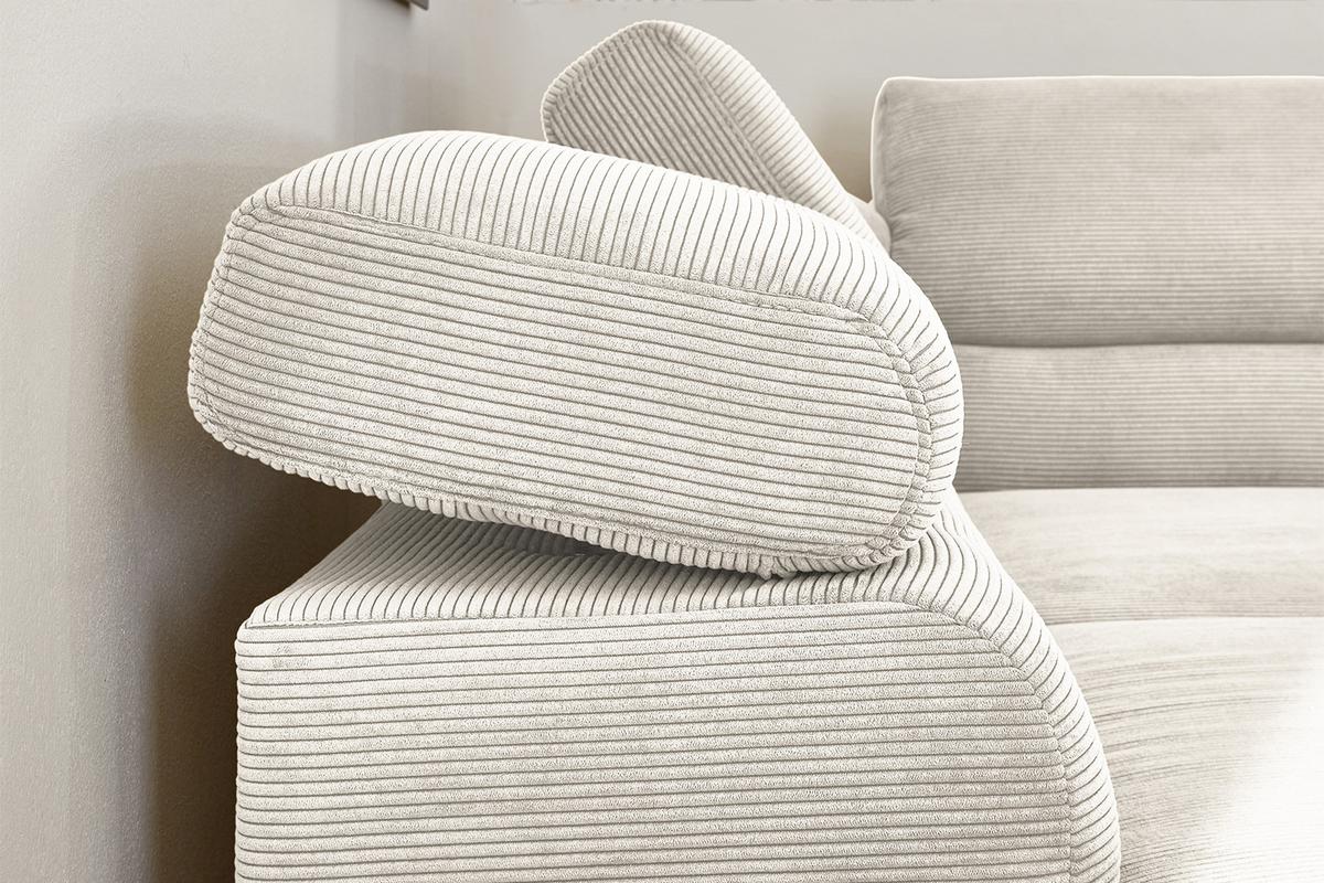 ECKSOFA MIT MOTORISCHEM SITZVORZUG DELIA Weiß Cord Relaxfunktion - Schwarz/Weiß, Textil/Metall (276/219cm) - KAWOLA