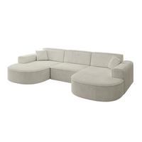 WOHNLANDSCHAFT MARI-U1 - 303x171x79 cm Creme Cord - Hellgrau/Creme, Holzwerkstoff/Kunststoff (303/79/171cm) - ALTDECOR