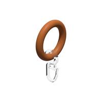 RUNDRINGE MIT FALTENHAKEN FÜR GARDINENSTANGEN 16 mm Ø, Kirschbaum, Packung 10 Stück - Kirschbaumfarben, Holz (16cm) - INTERDECO