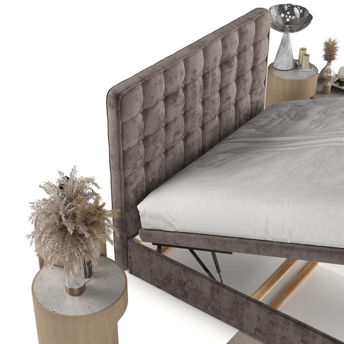 POLSTERBETT Celestia mit Stauraum 140/200 cm Braun im Lotta Stoff - Schwarz/Braun, Holz/Holzwerkstoff (140/200cm) - AltaBeds