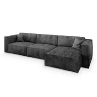 ECKSOFA TOLMO P Graphitfarben Kordstoff mit Schlaffunktion - Graphitfarben/Grau, Holz/Kunststoff (347/148cm) - MASSENO