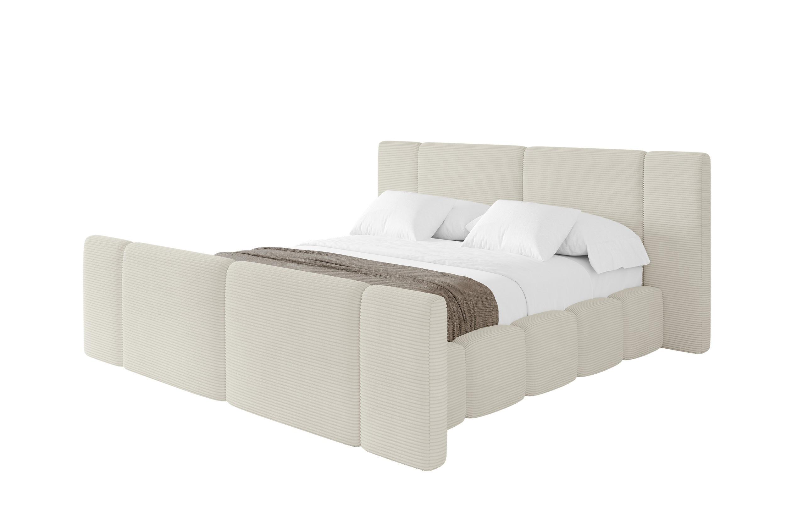 POLSTERBETT mit Bettkasten, Fußteil und Lattenrost, Bett mit Matratze H3/H4 - NILO-Z 120x200 Creme - Cappuccino, Holzwerkstoff/Textil (120/200cm) - ALTDECOR
