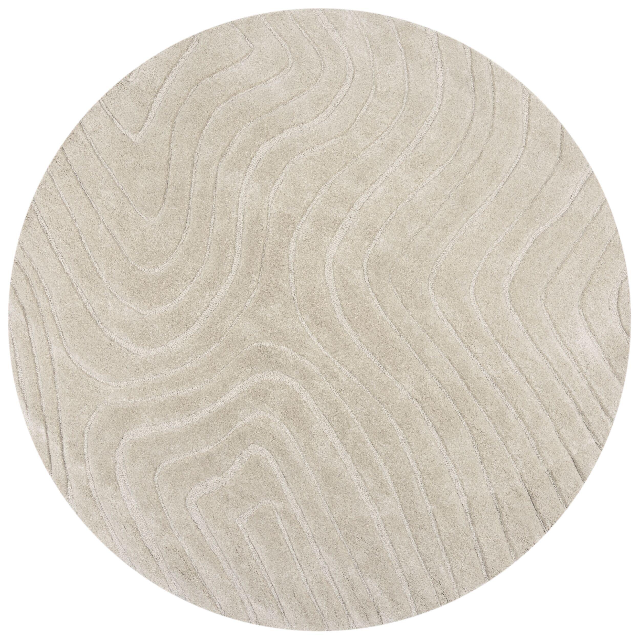 WOLLTEPPICH LEVEN, abstrakt, Beige, Ø 160 cm - Beige, Textil (160/160cm) - KADIMA DESIGN