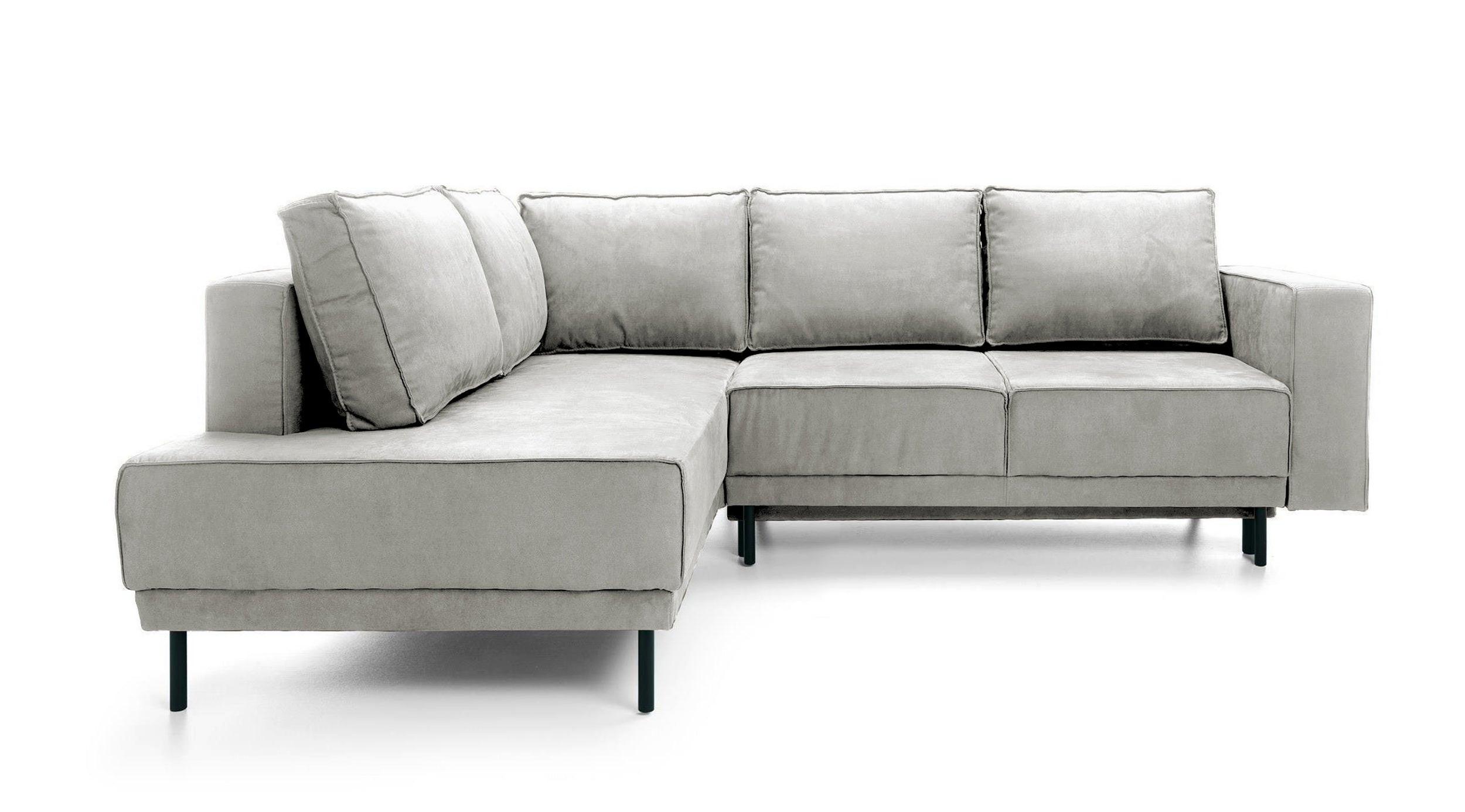 ECKSOFA Rodario Hellgrau Velours - Hellgrau/Schwarz, Textil/Metall (247/187cm) - Selsey