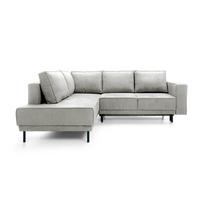 ECKSOFA Rodario Hellgrau Velours - Hellgrau/Schwarz, Textil/Metall (247/187cm) - Selsey