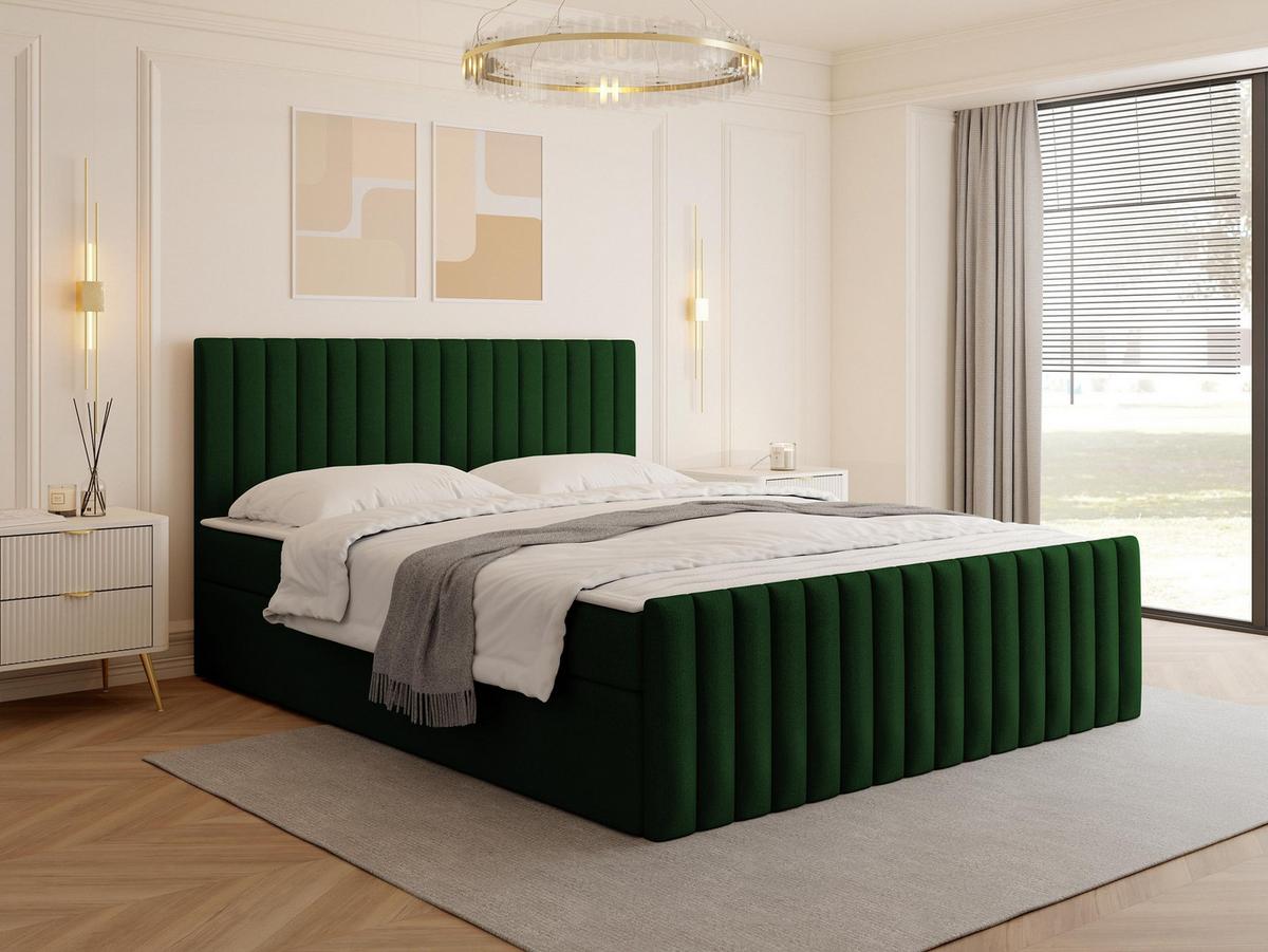 BOXBETT Tirulo Fix - H3 - Smaragdgrün/Schwarz, Holzwerkstoff/Kunststoff (160/200cm) - MIRJAN24