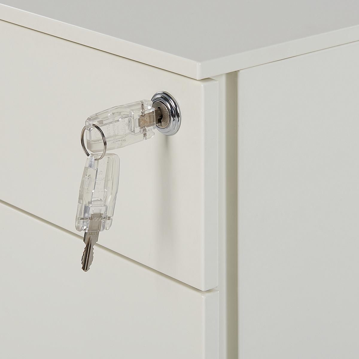 AKTENSCHRANK Metall cremeweiß 3 Schubladen mit Rollen Cami - Weiß, Metall (39/60/50cm) - Beliani