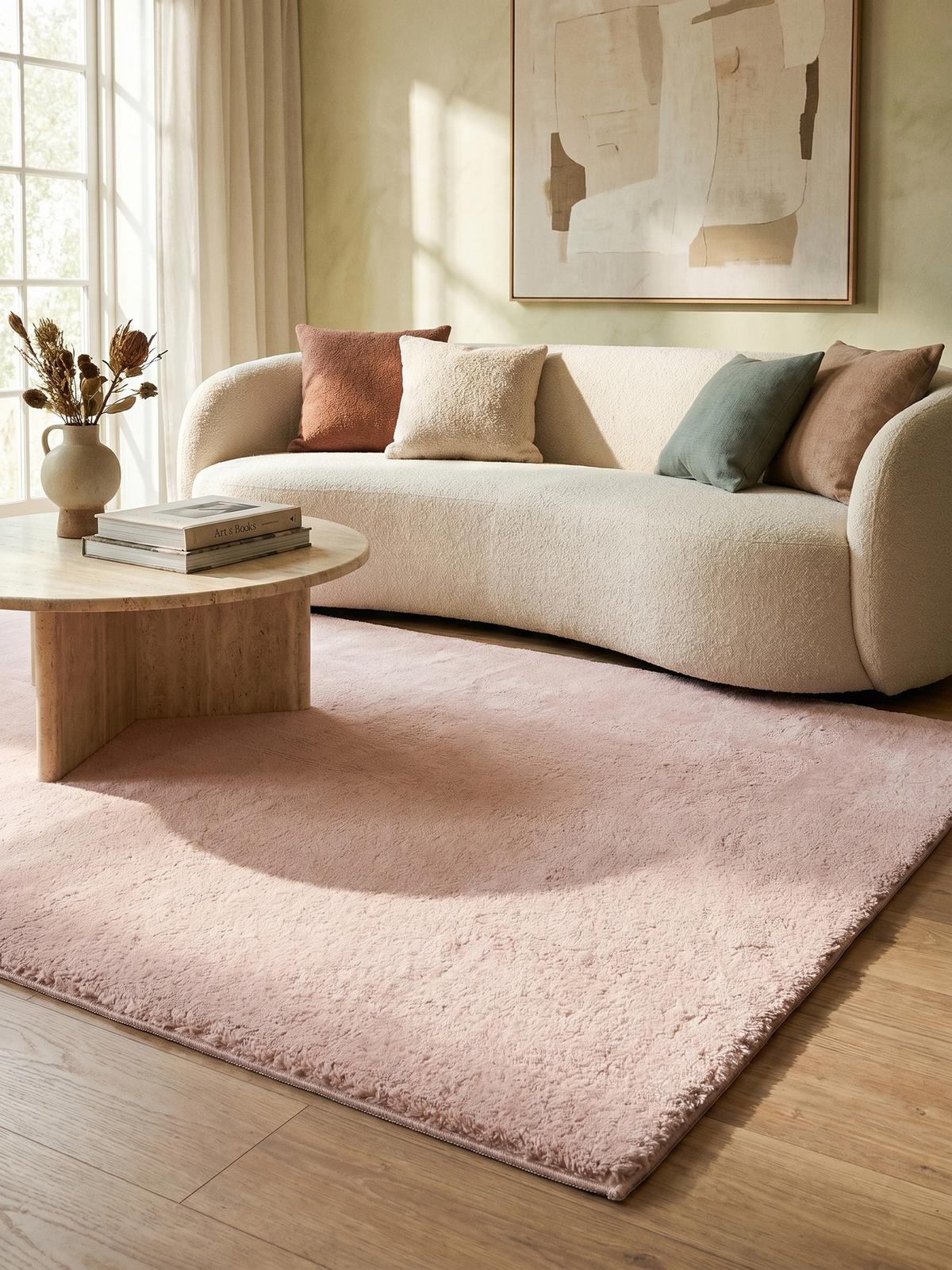HOCHFLORTEPPICH Antirutsch Uni ALDAN Polyester Puderrosa 160 x 220 cm - Rosa, Textil (160/220cm) - KADIMA DESIGN