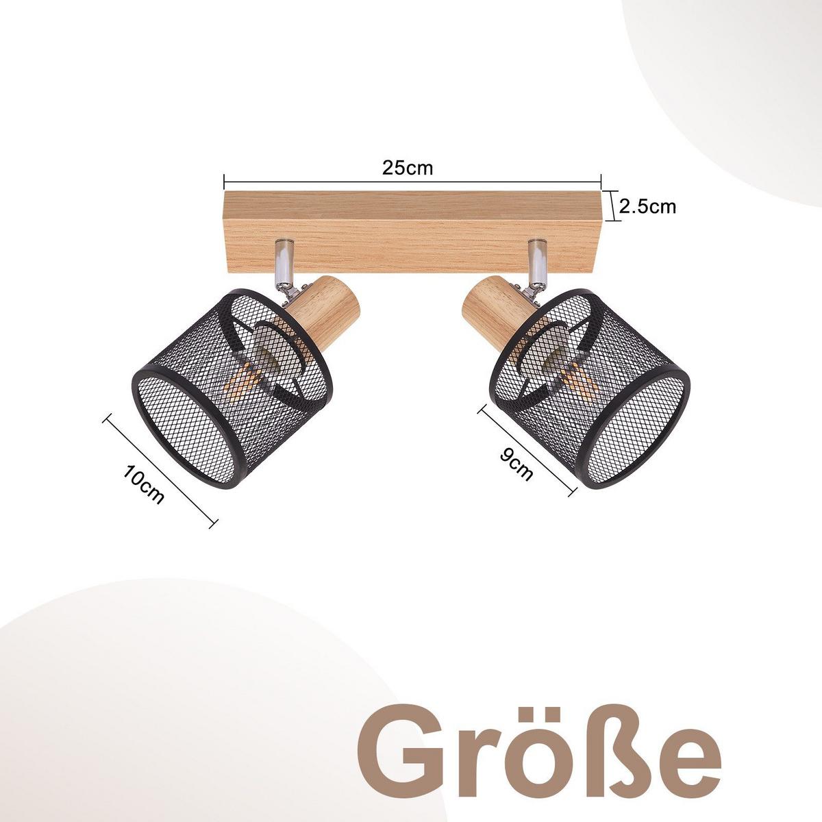 DECKENSTRAHLER Gisela 2-flammig 25/10/14 cm - Schwarz, Metall (25/10/14cm) - Nettlife