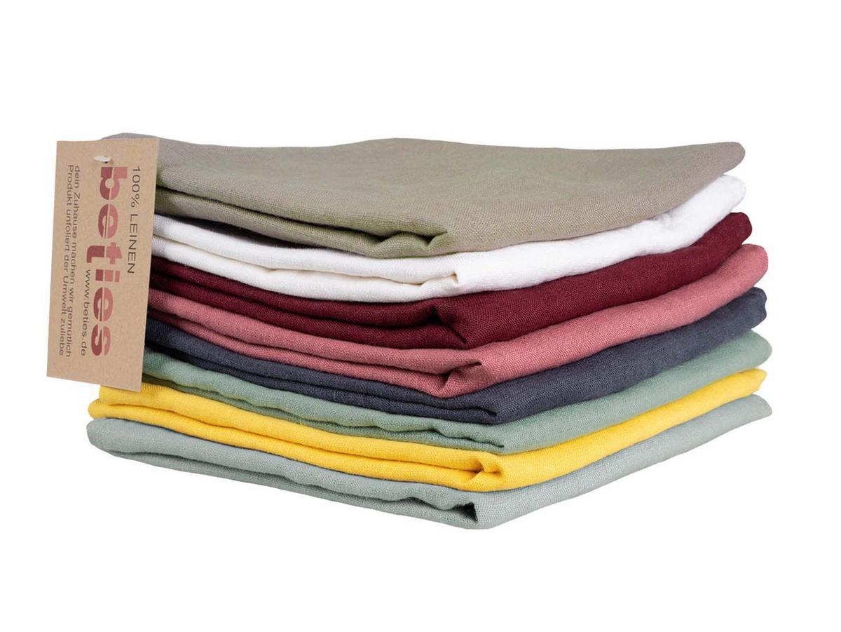SCHEIBENGARDINE reines Leinen rose-de provence 85/45 cm - Dunkelrot, Naturmaterialien (45/85cm) - beties Heimtextil