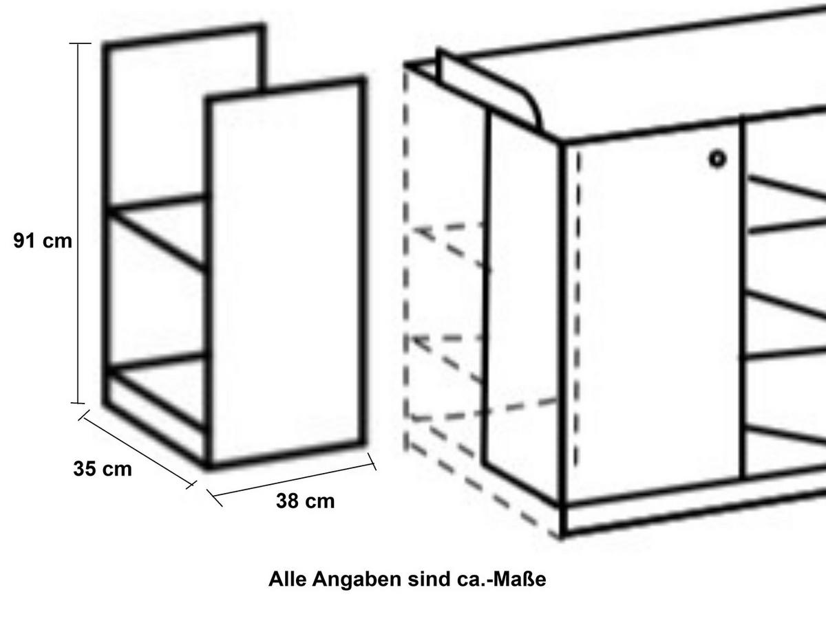 WICKELKOMMODEN-UNTERSCHRANK B35/H91/T38 cm, passend zum Babyzimmer Landhausstil Weiß (22800-22804) / 22800-03 - Weiß, Holzwerkstoff/Metall (35/91/38cm) - luma-home
