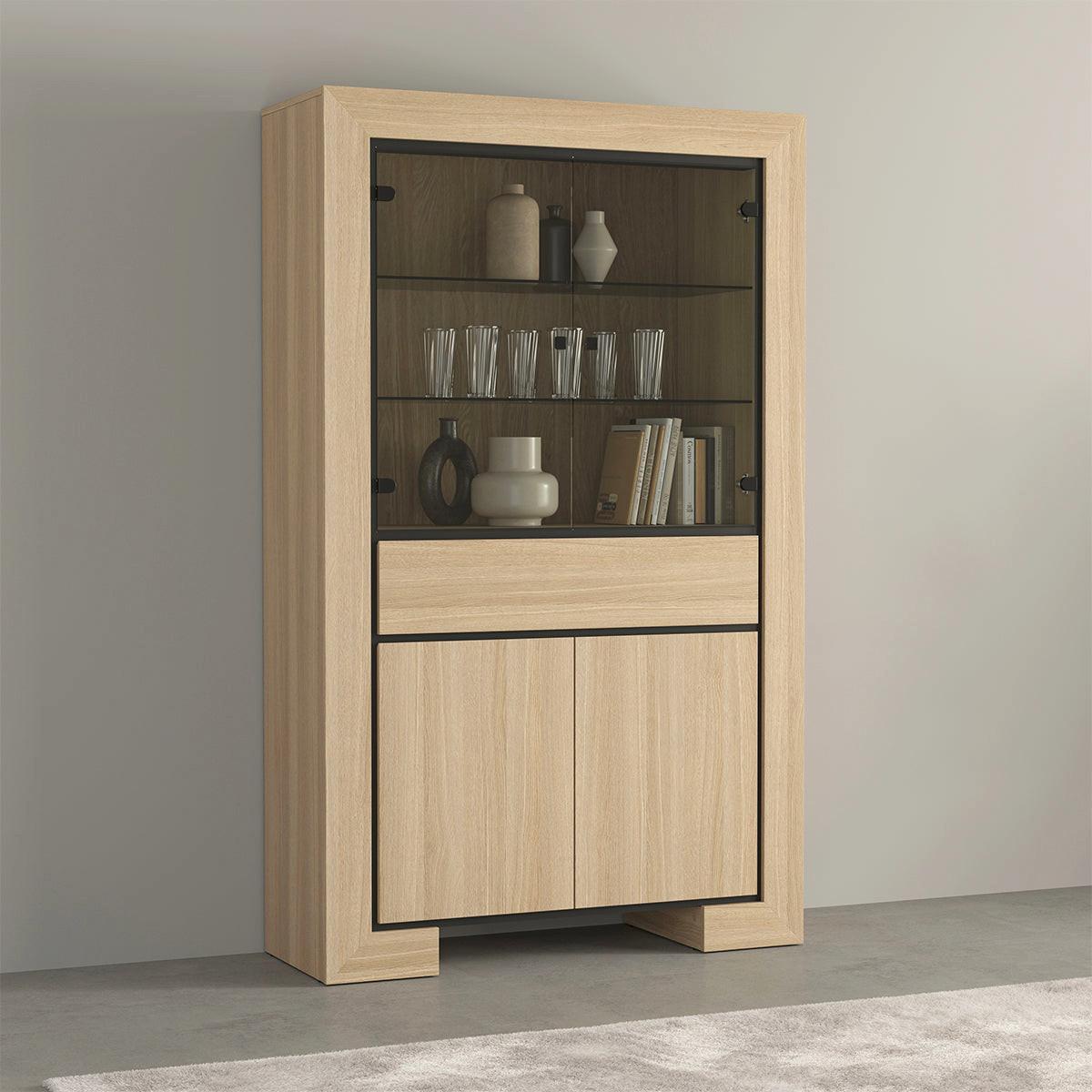 GESCHIRRSCHRANK Lucius Holz und Schwarz - Schwarz, Holzwerkstoff (113/185/41cm) - Petits-meubles