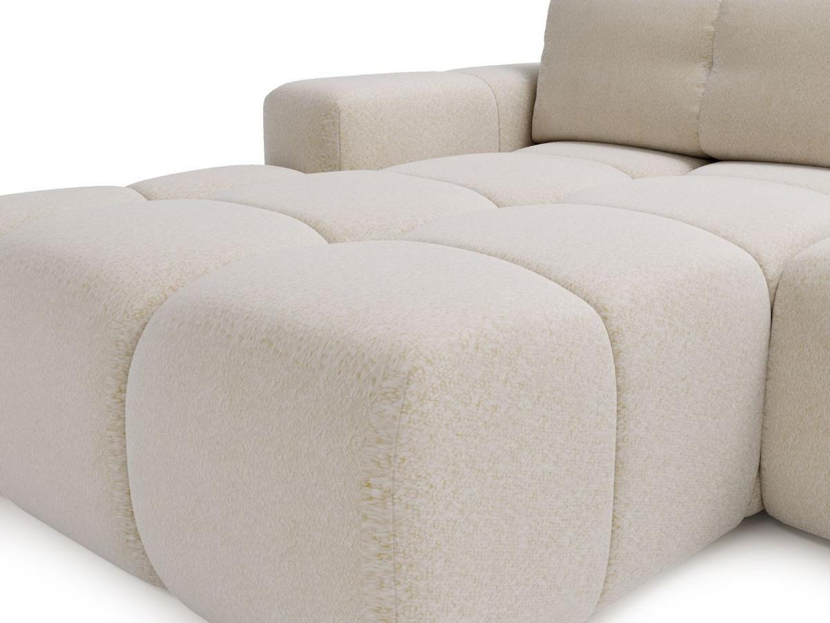 ECKSOFA Montero Bouclé-Stoff Creme Rechts - Creme, Holz/Textil (280/177cm) - Graingold