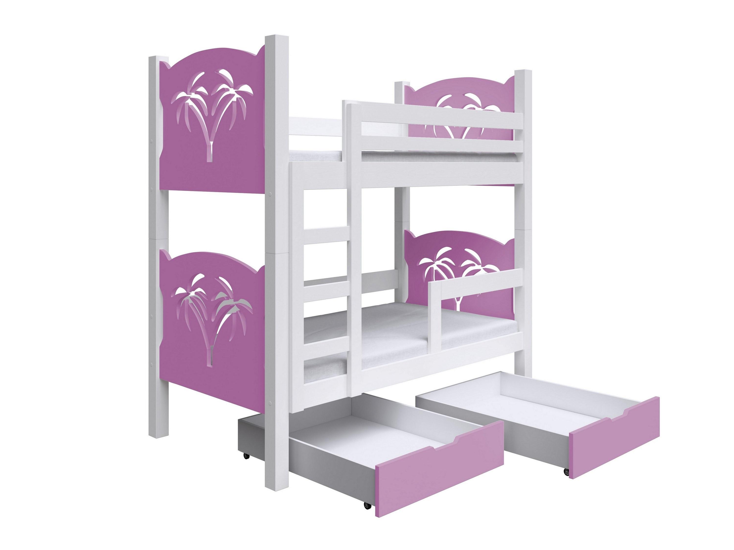ETAGENBETT LEONE mit Bettkasten 80x180 cm Weiß - Weiß/Rosa, Holz (80/180cm) - MASSENO