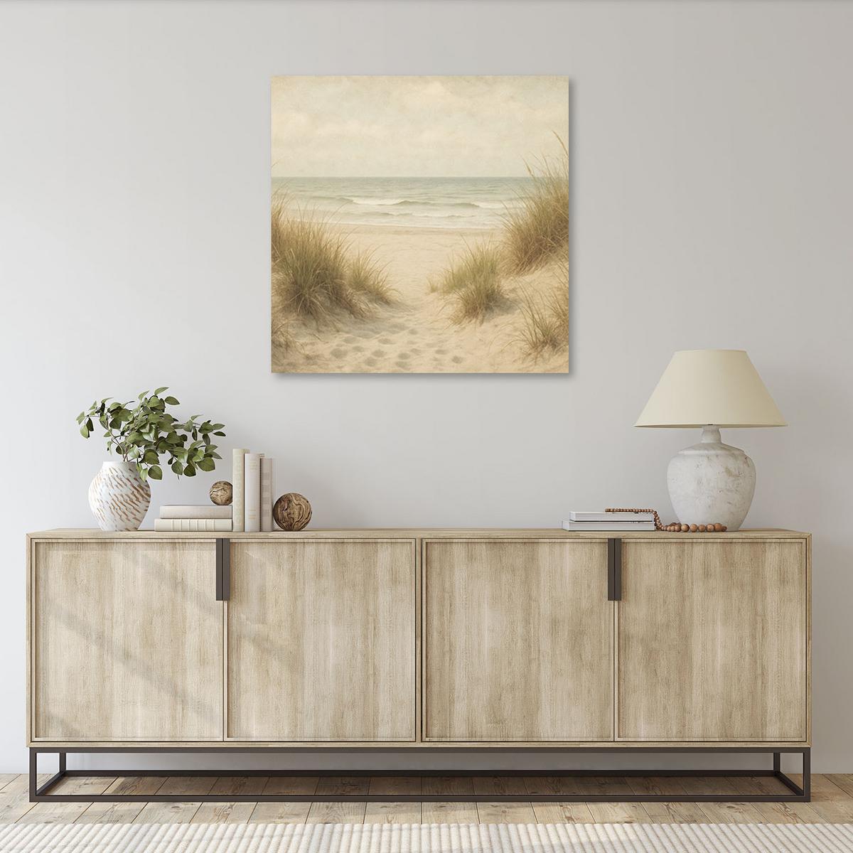 LEINWANDBILD Dünen Strand Landschaft 50x50cm - Beige, Textil (50/50cm) - Feeby