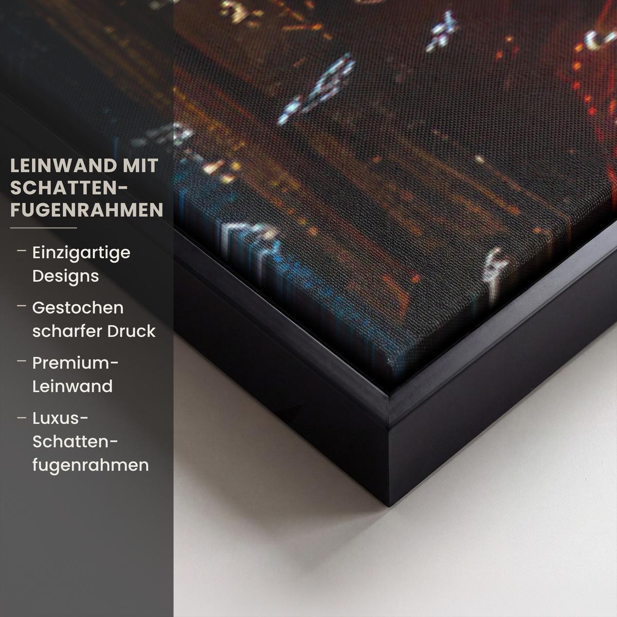 LEINWAND Bilder mit Rahmen - Weihnachtsmann - Weihnachten - Winter - Weihnachtsbaum - 150x100 - Bordeaux, Textil (150/100cm) - MuchoWow