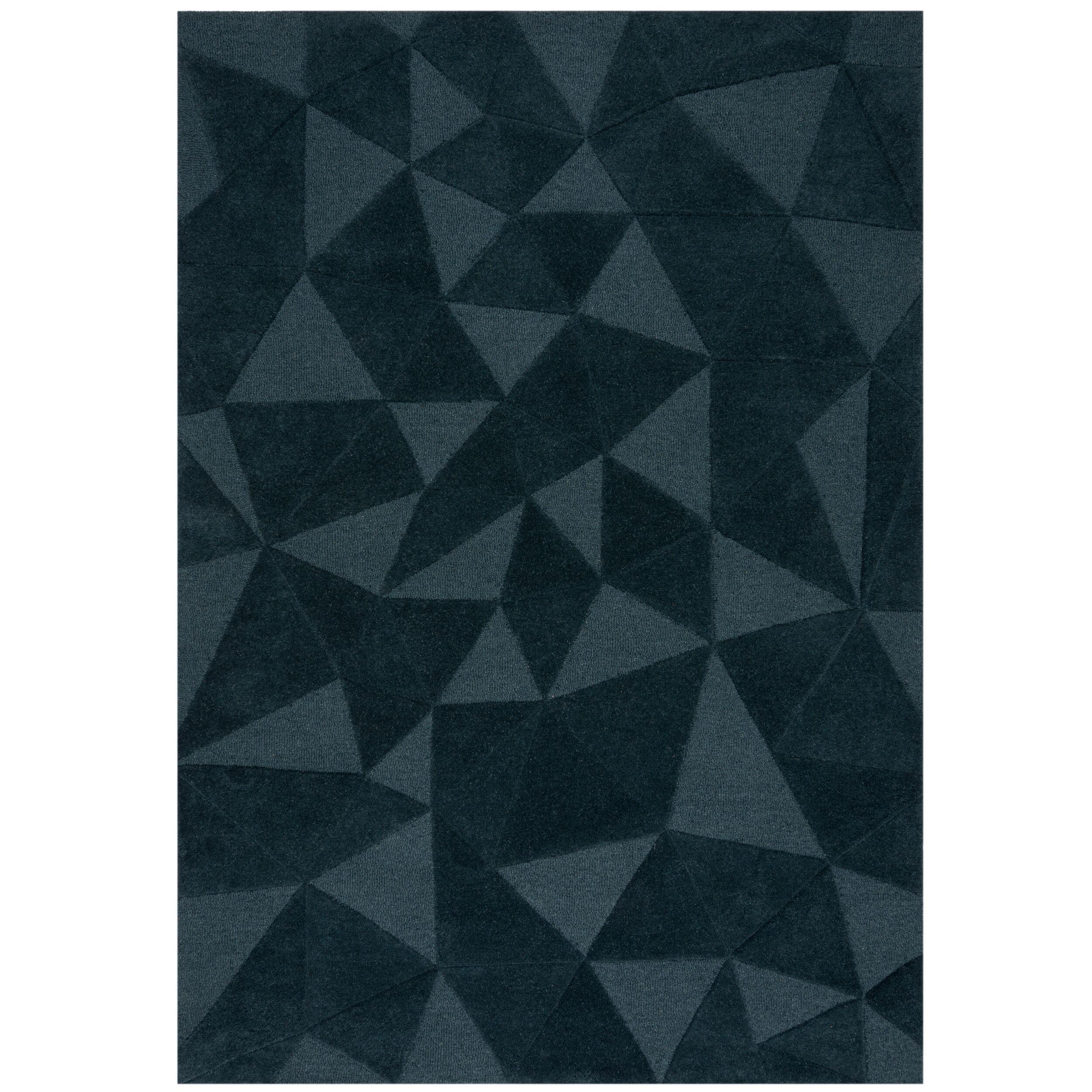 TEPPICH aus Wolle DEBEN in Petrol, geometrisch-abstrakt, 200 x 290 cm - Blau, Textil (200/290cm) - KADIMA DESIGN