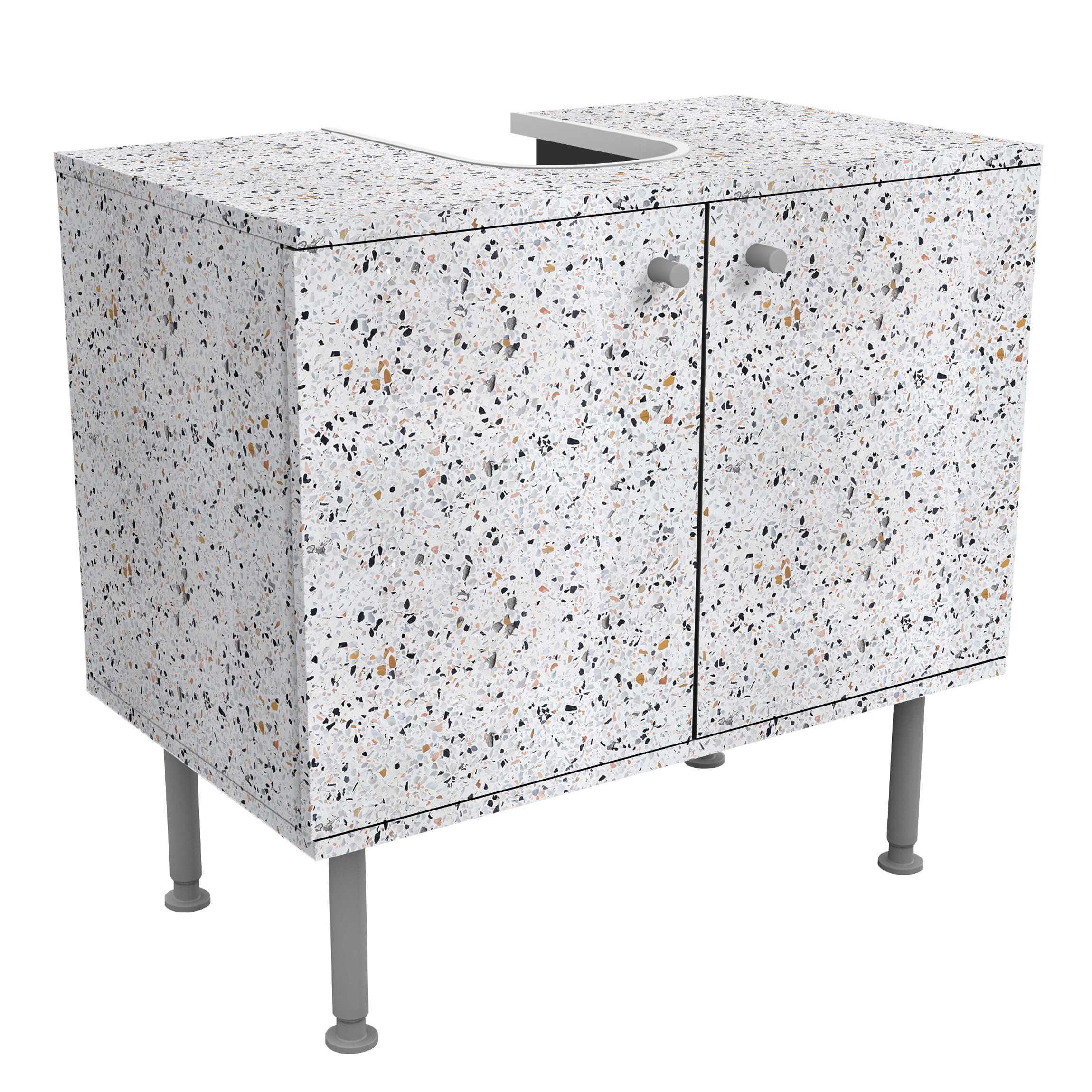 WASCHBECKENUNTERSCHRANK Terrazzo Muster Neapel 60/55/35 cm - Weiß, Holzwerkstoff (60/55/35cm) - Bilderwelten
