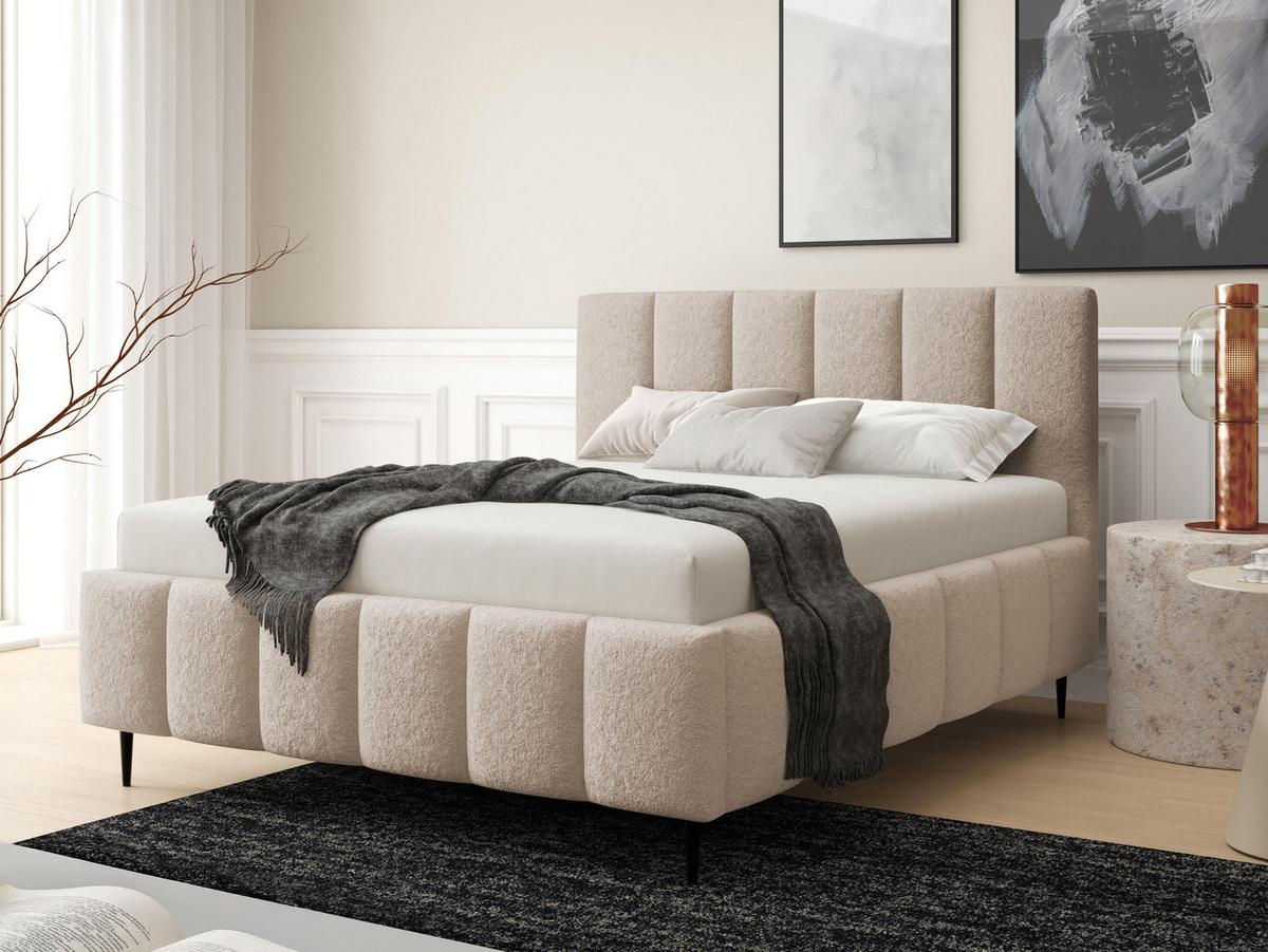 POLSTERBETT Lunaro Leg - Beige/Schwarz, Holz/Textil (180/200cm) - MIRJAN24