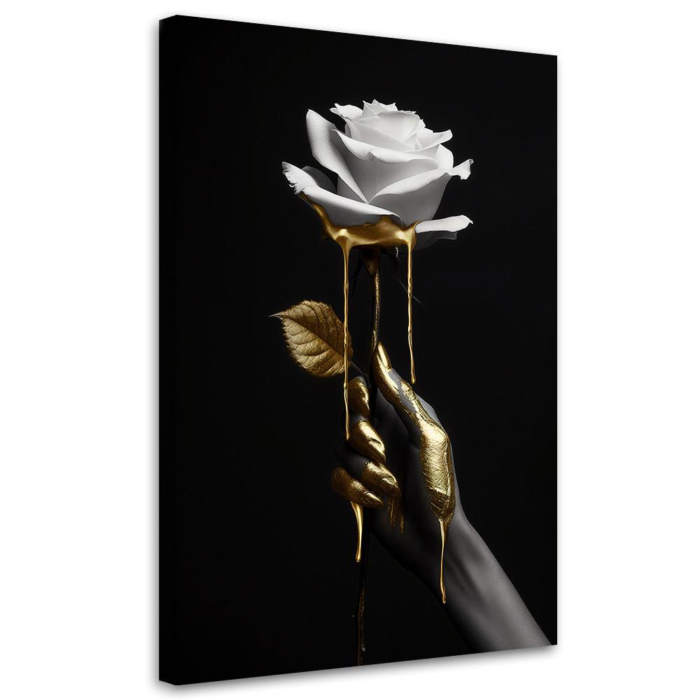 LEINWANDBILD Rose in Gold 80x120cm - Schwarz, Textil (80/120cm) - Feeby