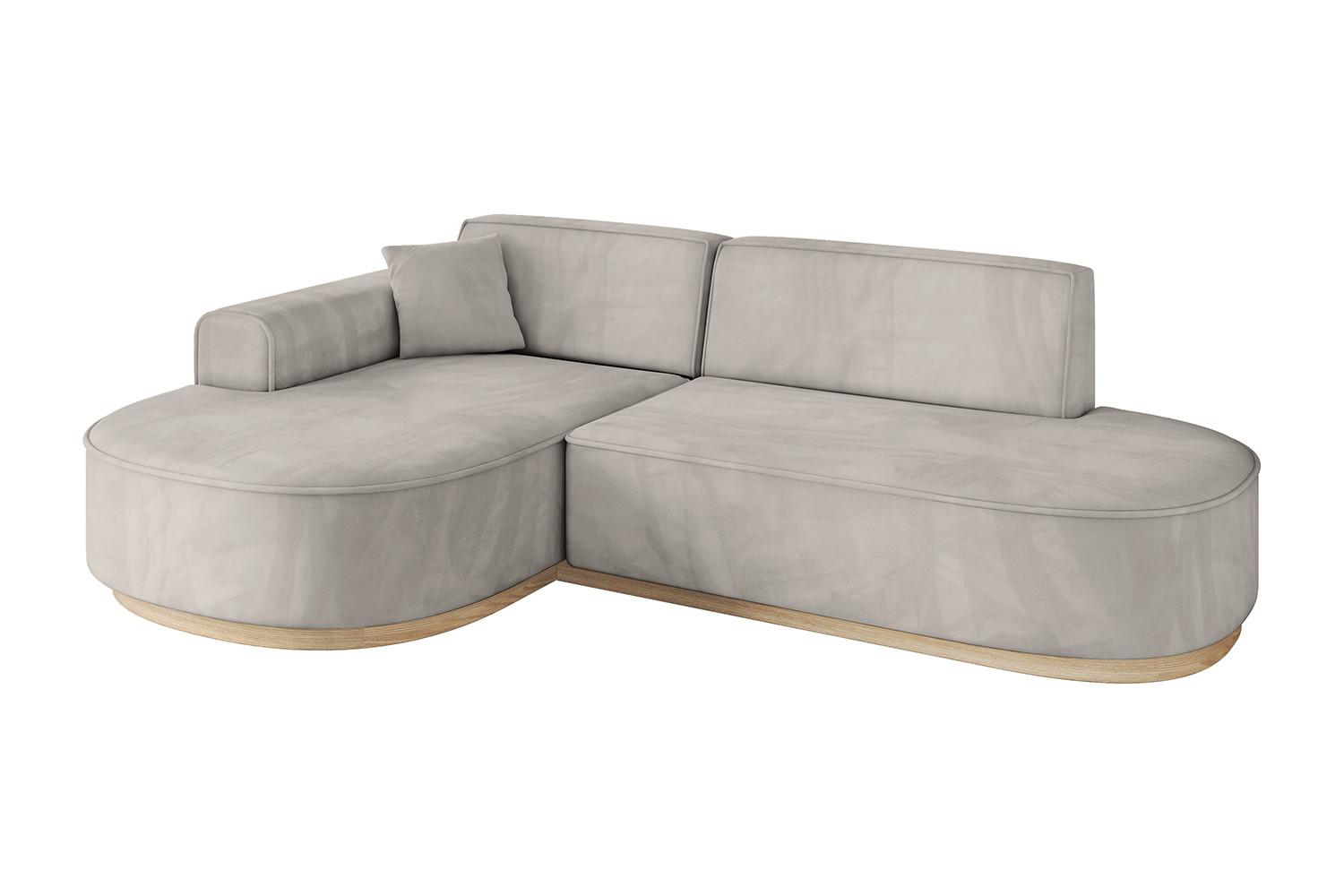 ECKSOFA Ottomane Links MARI-L1-v1 - 243x171x83 cm Hellbraun Velours - Hellbraun, Holzwerkstoff/Textil (243/171cm) - ALTDECOR